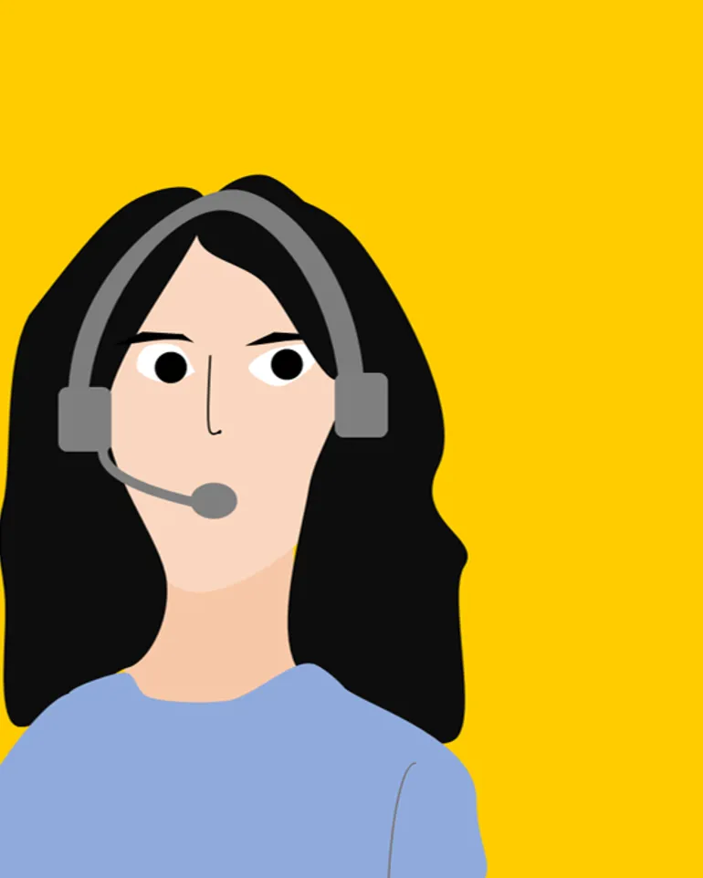 Illustrasjon av en kvinne som snakker i headset